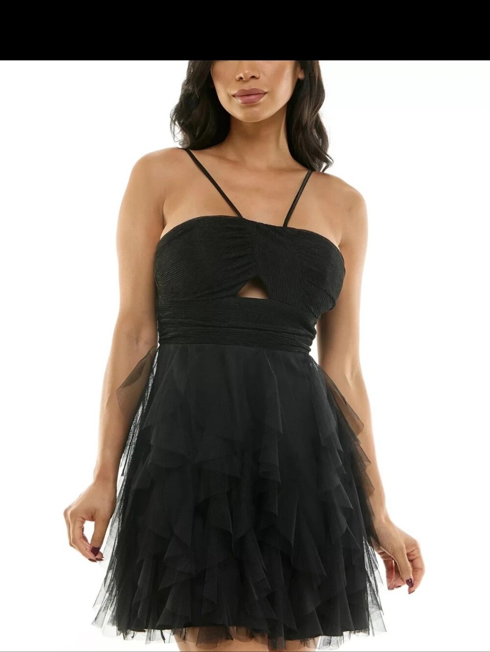 Pear Culture Black Tulle Ruffle Cutout Mini Dress Size 3 $99 Couquette Balletcor